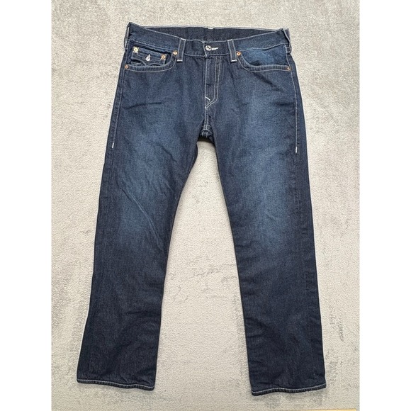 True Religion Boot Cut Jeans Mens Blue Measured 38x31 Denim‎ Pocket Flap